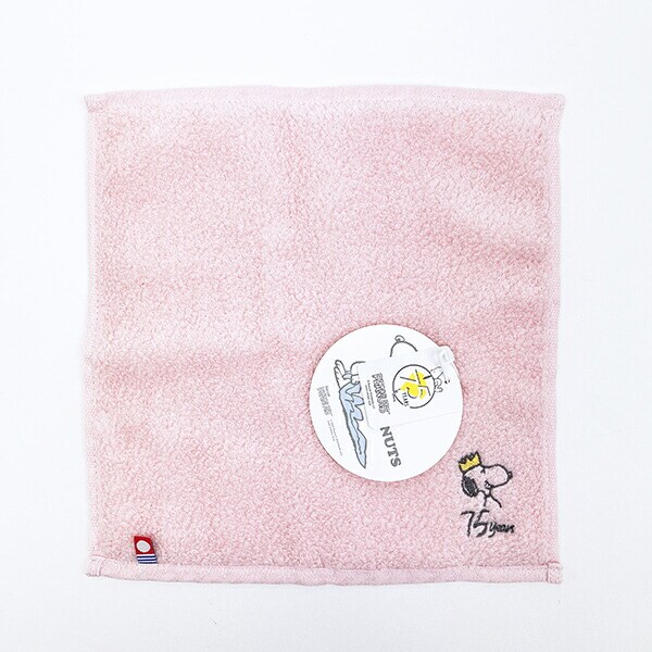 スヌーピー PEANUTS 75th かるわた ミニタオル ピンク ハンカチ 今治 日本製 西川 SNOOPY