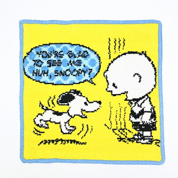 スヌーピー シェニールミニタオル イエロー ハンカチ 西川 日本製 PEANUTS 75th SNOOPY