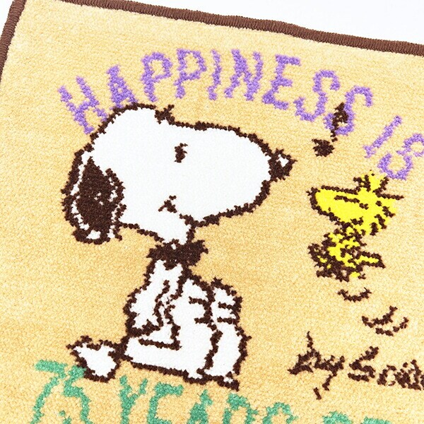スヌーピー シェニールミニタオル ベージュ ハンカチ 西川 日本製 PEANUTS 75th SNOOPY