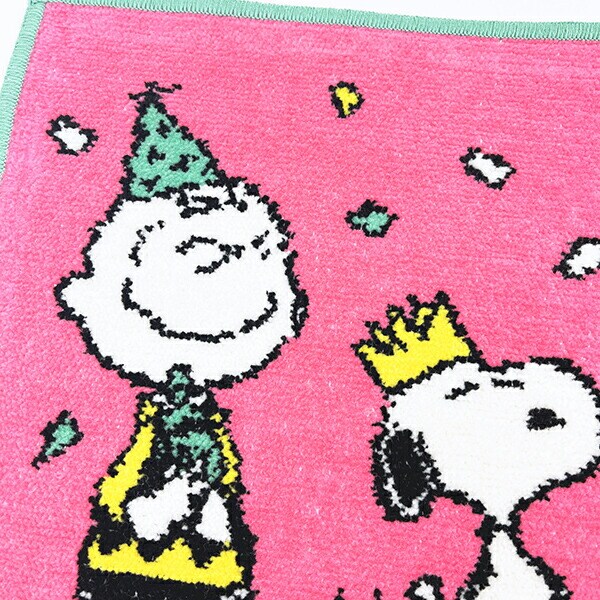 スヌーピー シェニールミニタオル ピンク ハンカチ 西川 日本製 PEANUTS 75th SNOOPY