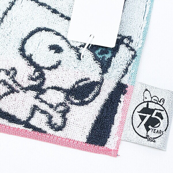 スヌーピー ミニタオル ホワイト ハンカチ 西川 PEANUTS 75th SNOOPY