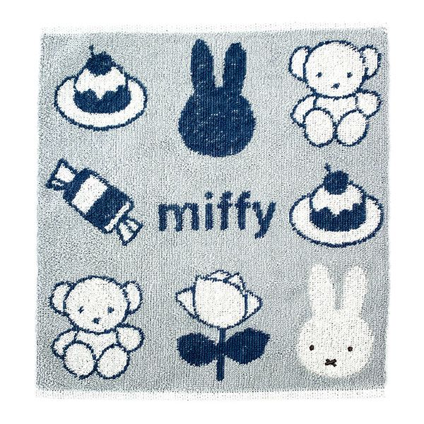 ミッフィー miffy ミニタオル ジャガードアイコン柄 ハンドタオル グレー