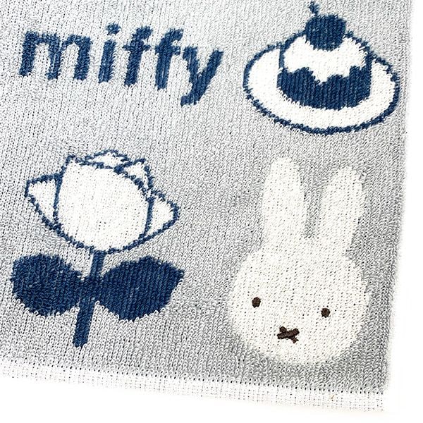 ミッフィー miffy ミニタオル ジャガードアイコン柄 ハンドタオル グレー