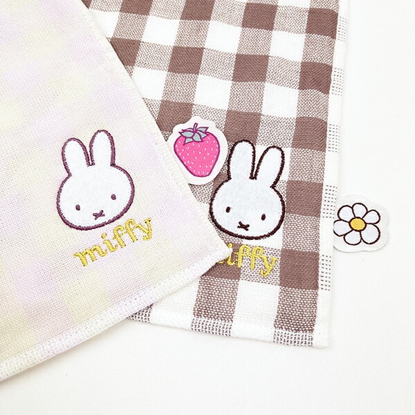 ミッフィー miffy ガーゼギンガムハンカチ (ブラウン) ストロベリー＆チョコレート ベビー