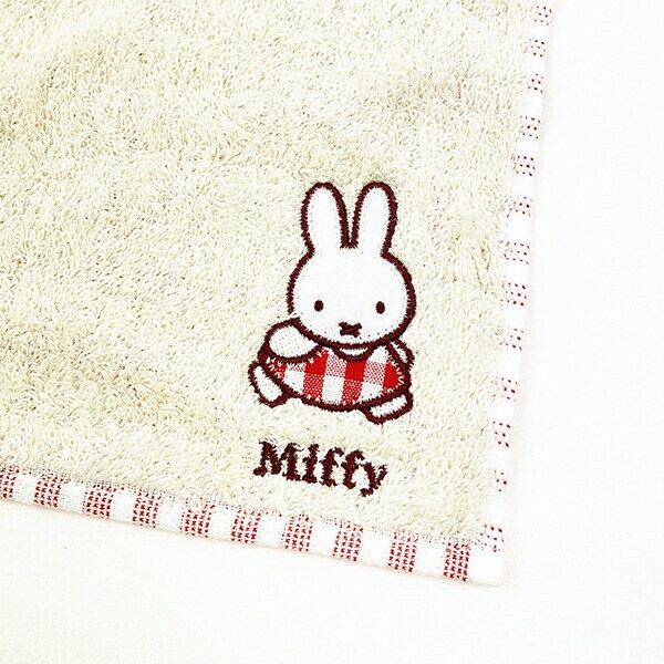 ミッフィー miffy ワッペンタオルハンカチ (レッド) ギンガムシリーズ