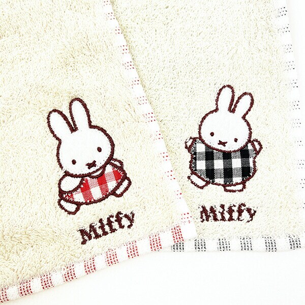 ミッフィー miffy ワッペンタオルハンカチ (レッド) ギンガムシリーズ
