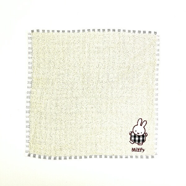 ミッフィー miffy ワッペンタオルハンカチ (グレー) ギンガムシリーズ