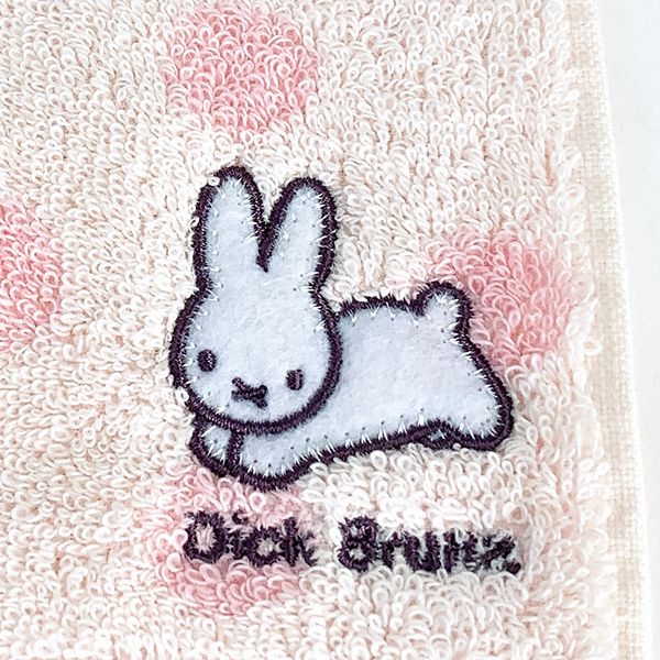 ミッフィー  ワンポイント刺繍 ハンカチ pk うさぎ miffy 刺繍 ハンドタオル ミニタオル ワンポイント コンパクト タオル  pink