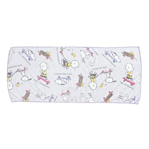 スヌーピー スケボー クイックドライビッグフェイスタオル (パープル) SNOOPY
