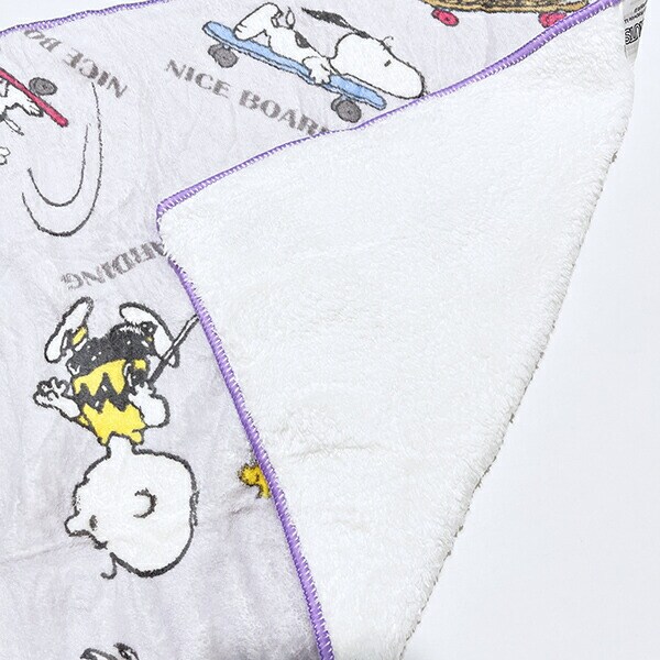 スヌーピー スケボー クイックドライビッグフェイスタオル (パープル) SNOOPY