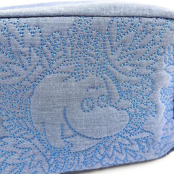 ムーミン キルティングブルー ポーチ 小物入れ 刺繍