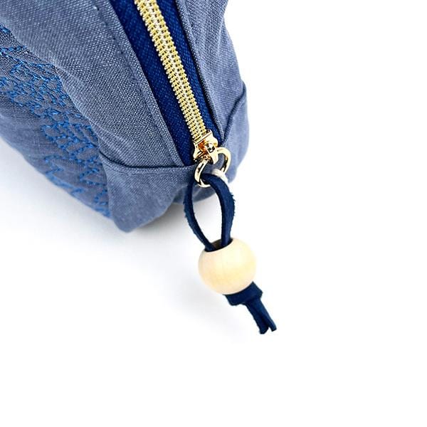 ムーミン キルティングブルー ポーチ 小物入れ 刺繍