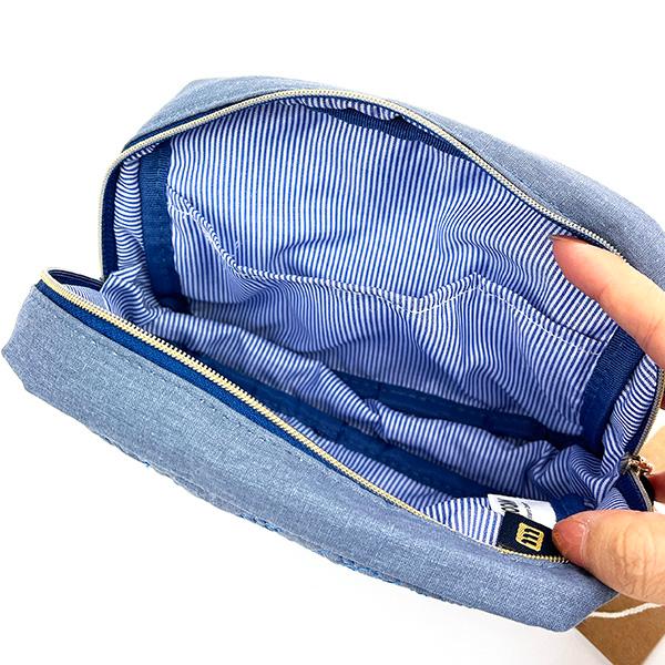 ムーミン キルティングブルー ポーチ 小物入れ 刺繍