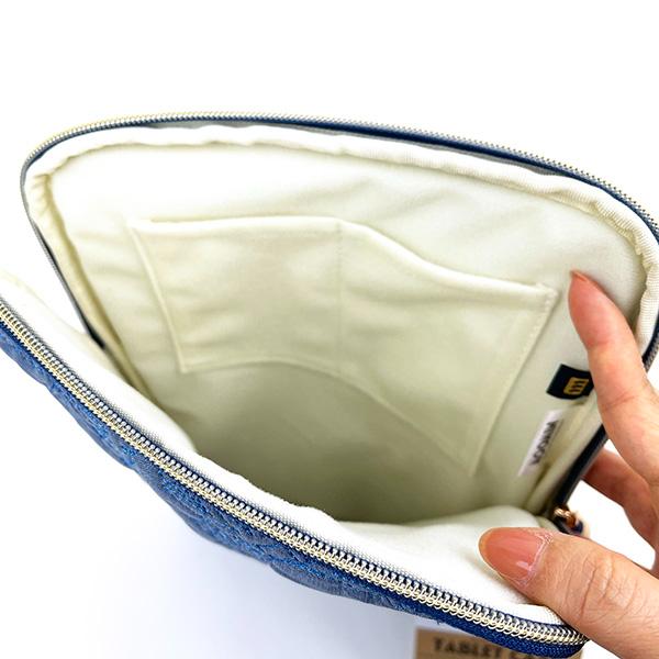 ムーミン キルティングブルー タブレットケース マルチケース 小物入れ 刺繍