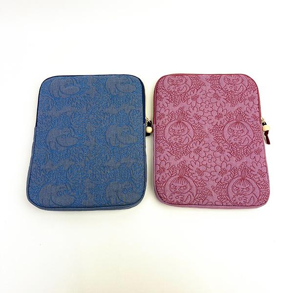 ムーミン キルティングブルー タブレットケース マルチケース 小物入れ 刺繍