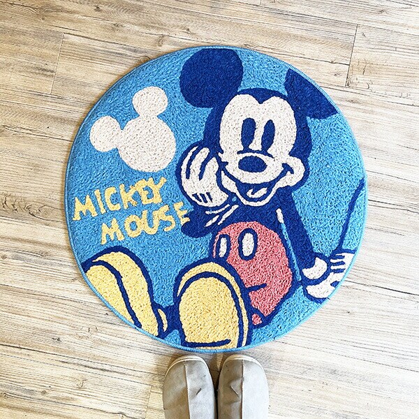 ディズニー ミッキーマウス ラウンドマット スマイルラウンド インテリア ブルー Disney