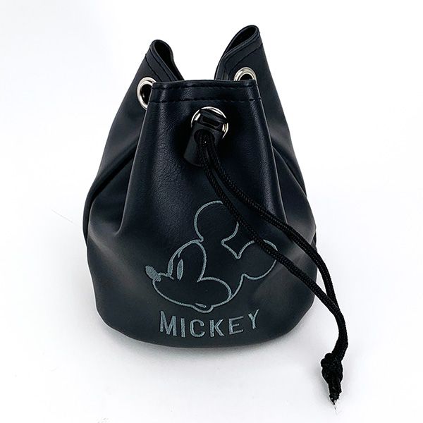 ディズニー ミッキーマウス シンプルポーズ 巾着ポーチ ボールポーチ ゴルフボール ゴルフ用品 ブラック