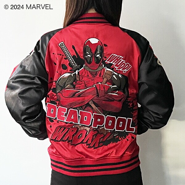 < MARVEL > 「 デッドプール 」 スラッシュ スカジャン L マーベル ブルゾン