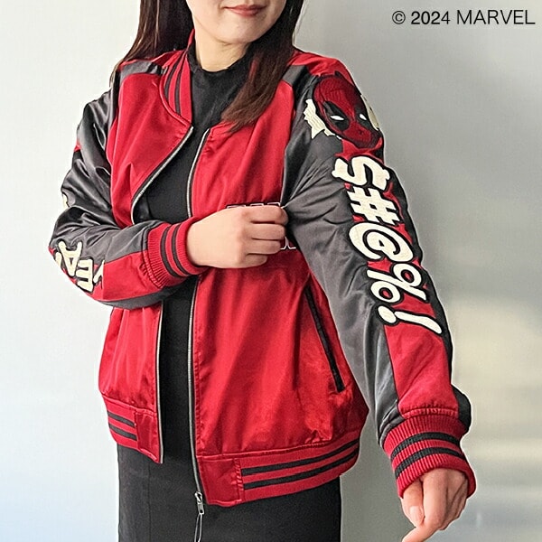 < MARVEL > 「 デッドプール 」 スラッシュ スカジャン L マーベル ブルゾン