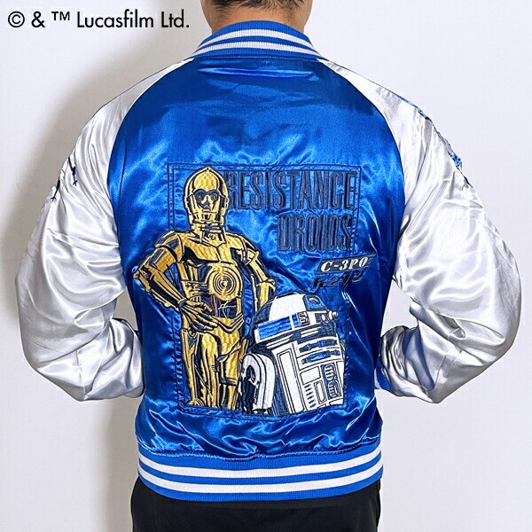 スターウォーズ シルバーユニバーズ C-3PO R2-D2 スカジャン L STAR WARS ブルゾン