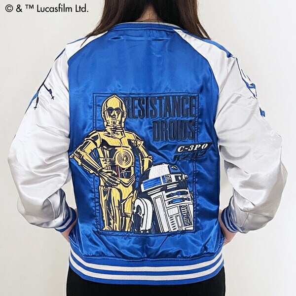 スターウォーズ シルバーユニバーズ C-3PO R2-D2 スカジャン L STAR WARS ブルゾン