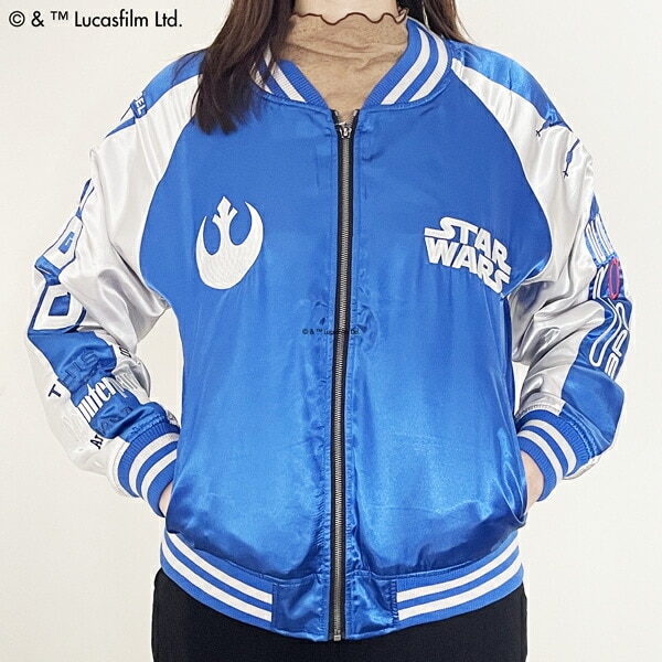 スターウォーズ シルバーユニバーズ C-3PO R2-D2 スカジャン L STAR WARS ブルゾン