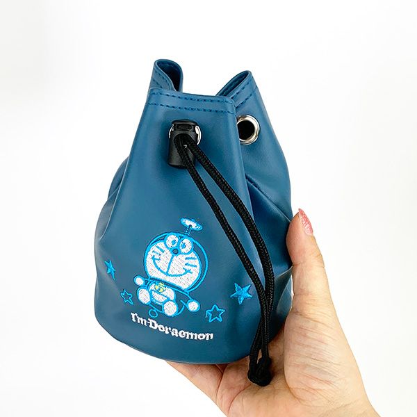 ドラえもん フライングファン 巾着ポーチ ボールポーチ ゴルフボール ゴルフ用品 ブルー