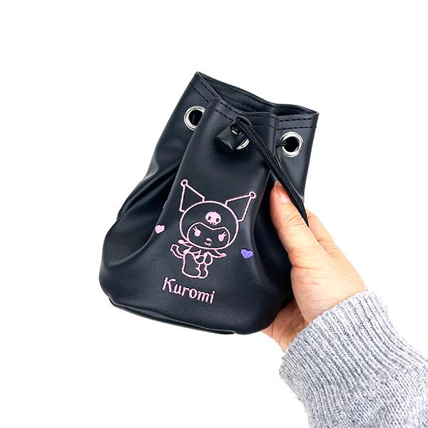サンリオ クロミ クロミハート 巾着ポーチ ゴルフ用品 ゴルフボール ボールポーチ ブラック