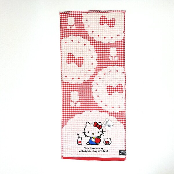 サンリオ ハローキティ セブンティーズ チェック フェイスタオル サマー スポーツ 洗面所