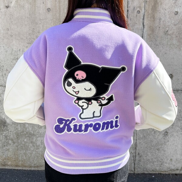 サンリオ クロミ ホワイトパープル スタジャン L アパレル ユニセックス スカジャン キャラジャン