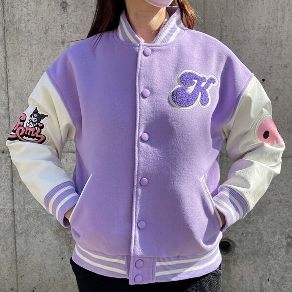 サンリオ クロミ ホワイトパープル スタジャン L アパレル ユニセックス スカジャン キャラジャン