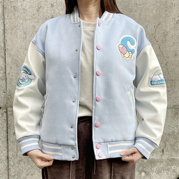 シナモン スイートブルースカイ スタジャン L アパレル シナモロール スカジャン サンリオ