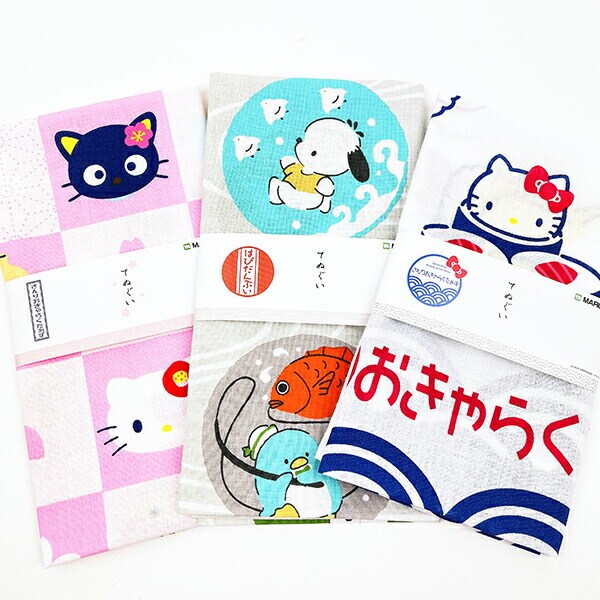 サンリオ はぴだんぶい はぴだんぶいと和柄 手ぬぐい ハンギョドン ばつ丸 タオル