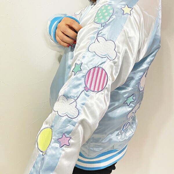 サンリオ シナモロール キラキラバルーン スカジャン アパレル ライトブルー sanrio