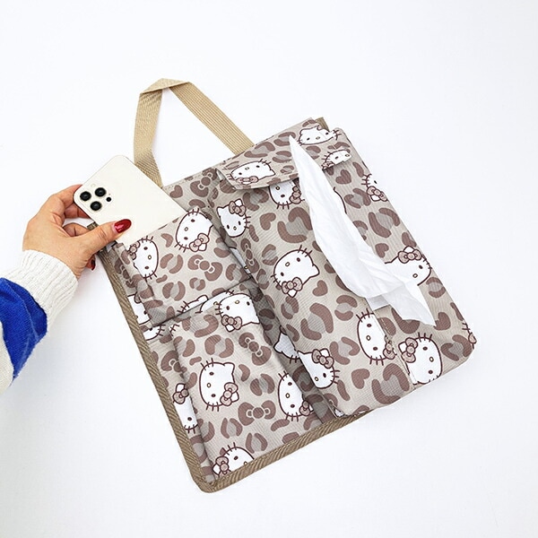 サンリオ ハローキティ 収納付きティッシュケース (キティレオパードブラウン) カー用品 Sanrio