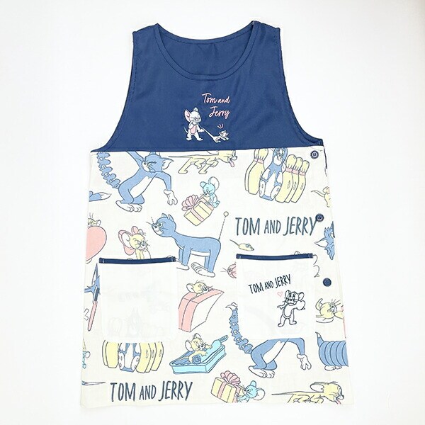 トムとジェリー ファニーファニー かっぽう着 (ラン型エプロン) エプロン タブリエ 幼稚園 保育園