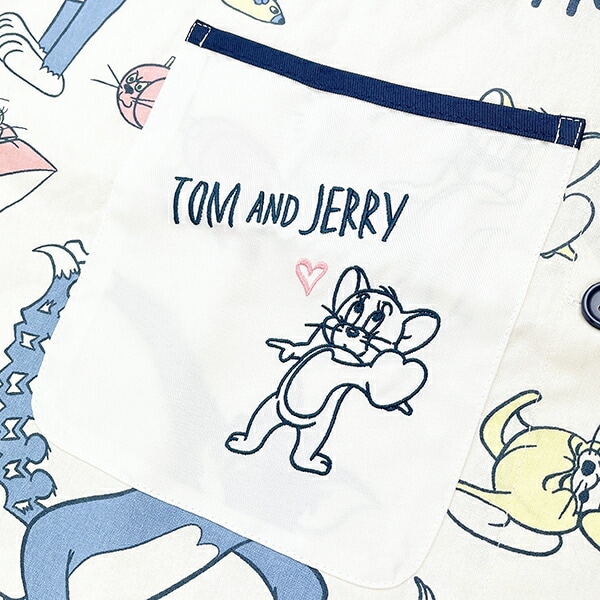 トムとジェリー ファニーファニー かっぽう着 (ラン型エプロン) エプロン タブリエ 幼稚園 保育園