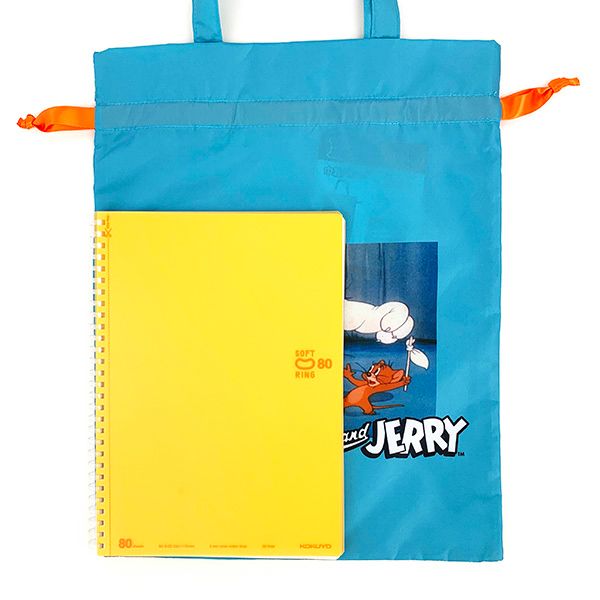 トムとジェリー ロンリーマウス 巾着バッグ トートバッグ かばん 巾着袋 水色