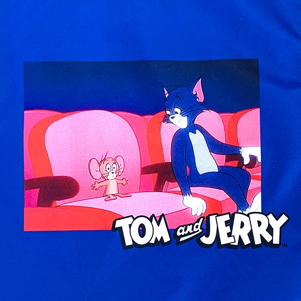 トムとジェリー ムービーシアター 巾着バッグ トートバッグ かばん 巾着袋 ブルー