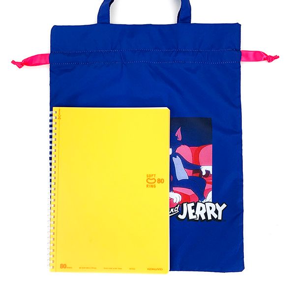 トムとジェリー ムービーシアター 巾着バッグ トートバッグ かばん 巾着袋 ブルー