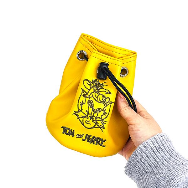 トムとジェリー 下にいるのは 巾着ポーチ ゴルフ用品 ゴルフボール ボールポーチ オレンジ