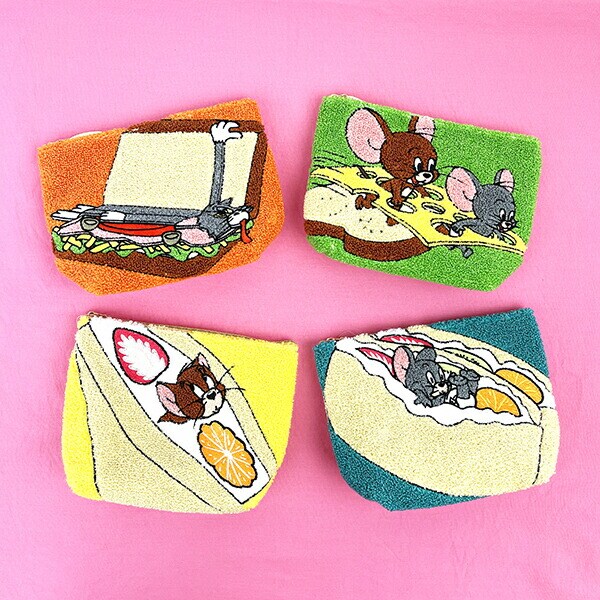 トムとジェリー オレンジサンドウィッチ ポーチ 小物入れ サガラ刺繍 オレンジ