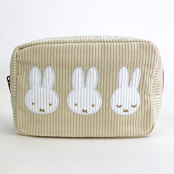 ミッフィー モーイ 角形ポーチ コーデュロイ 小物入れ 化粧ポーチ 学校 オフィス