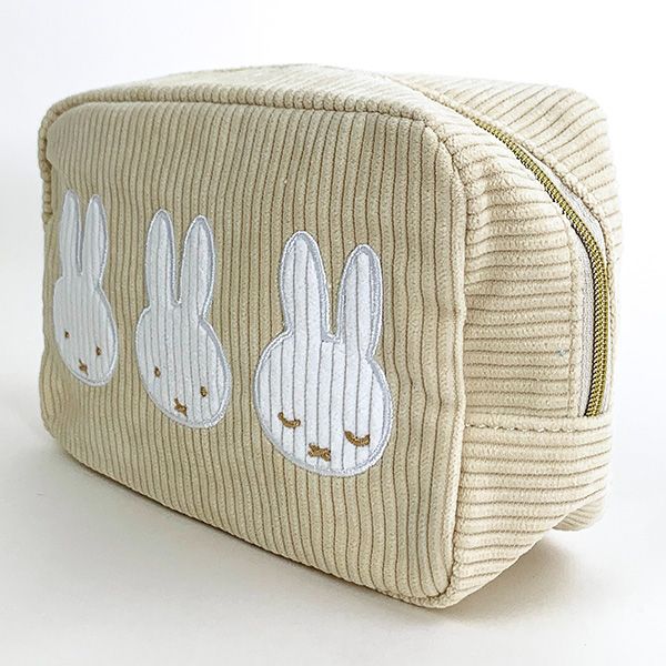 ミッフィー モーイ 角形ポーチ コーデュロイ 小物入れ 化粧ポーチ 学校 オフィス
