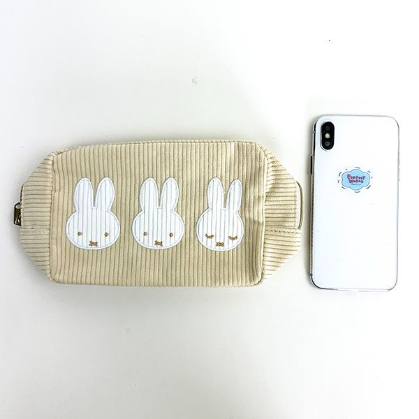 ミッフィー モーイ 角形ポーチ コーデュロイ 小物入れ 化粧ポーチ 学校 オフィス