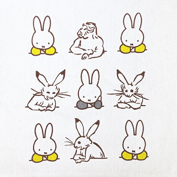 ミッフィー miffy 鳥獣戯画 トートバッグ (わいわいガヤガヤ)
