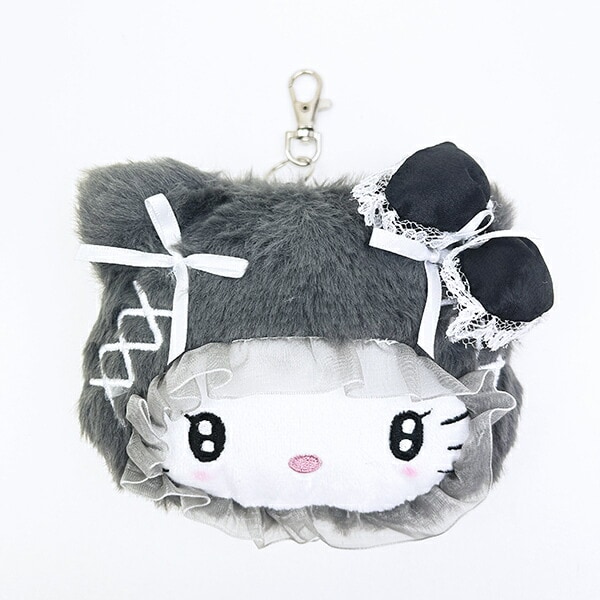 サンリオ ハローキティ フェイスリールパスケース ふわふわケープ ブラック sanrio