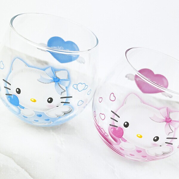 サンリオ ハローキティ まんまるグラス(ブルー) エンジェルキティ コップ 日本製 Sanrio