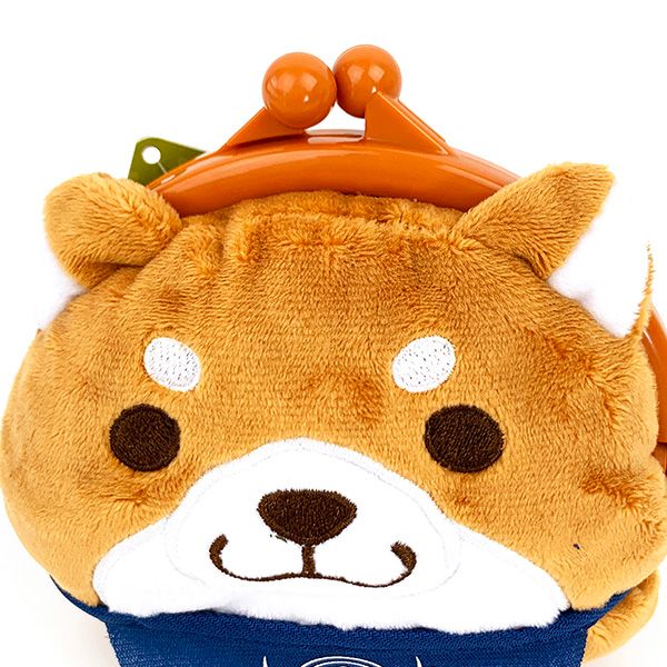 忠犬もちしば プラがまぐち (フェイス・おかか) ブラウン ポーチ