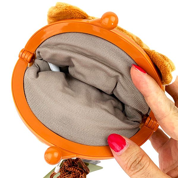 忠犬もちしば プラがまぐち (フェイス・おかか) ブラウン ポーチ